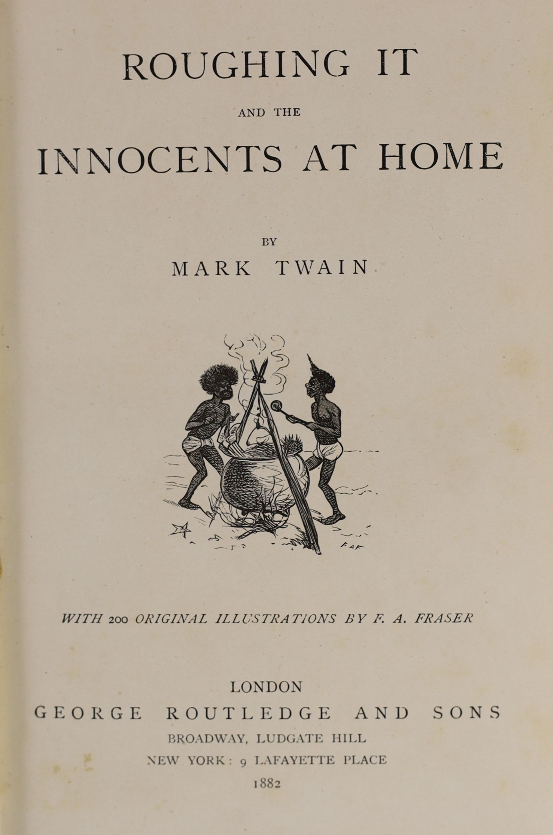 Twain, Mark [Clemens, S.L] - 3 works - The Prince and the Pauper. A Tale for Young People of all Ages, 1st edition, 8vo, original cloth, advertisements at end dated November, 1881, Chatto & Windus, London 1881; A Tramp A